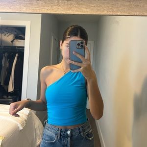 Superdown Blue One-Shoulder Top